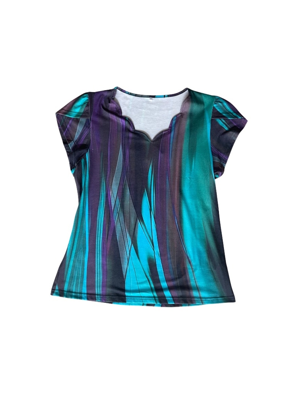 ETCYY Women's Seashell Edge V-Neck Shirt_Size Medium_NWOT